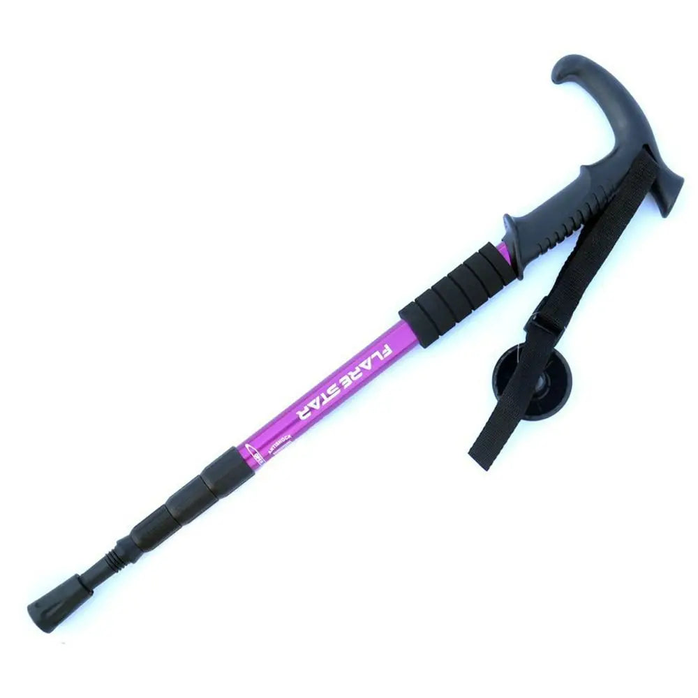 4 Section Trekking Poles Folding Non-slip Walking Stick Aluminium Alloy Ergonomic Handle Design Foldable Crutches Hiking