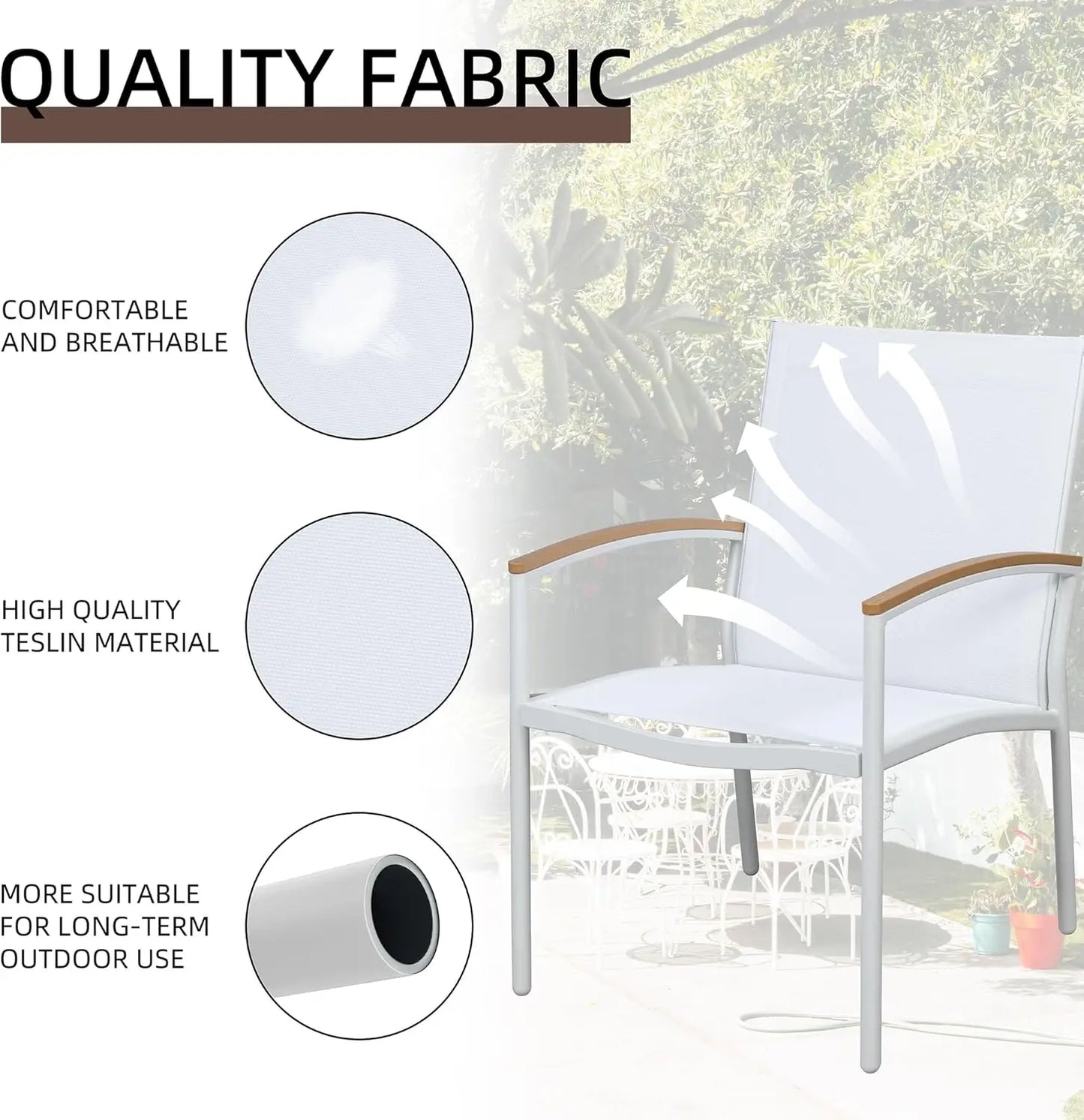 3 Pieces Patio Bistro Sets, Outdoor Textilene Fabric Conversation Bistro Set, Textilene Fabric Front Porch Chairs Small Patio F