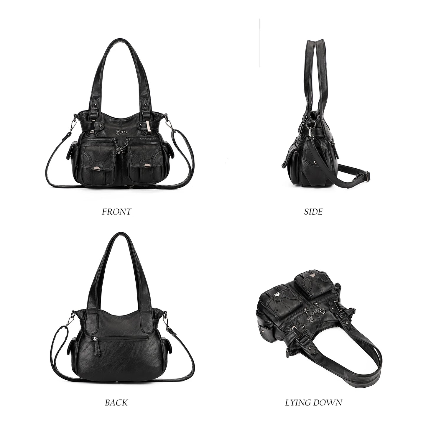 KL928 Purses for Women Small Hobo Shoulder Bags Soft Vegan Leather Handbags Multi Pockets Tote Bag