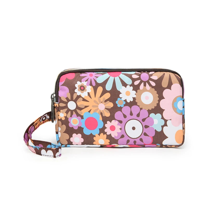 Fashion Printing Ladies Clutch Wallet Large Capacity Triple Zipper Hand Carry Coin Purse Shopping Handheld Cell Phone Bag