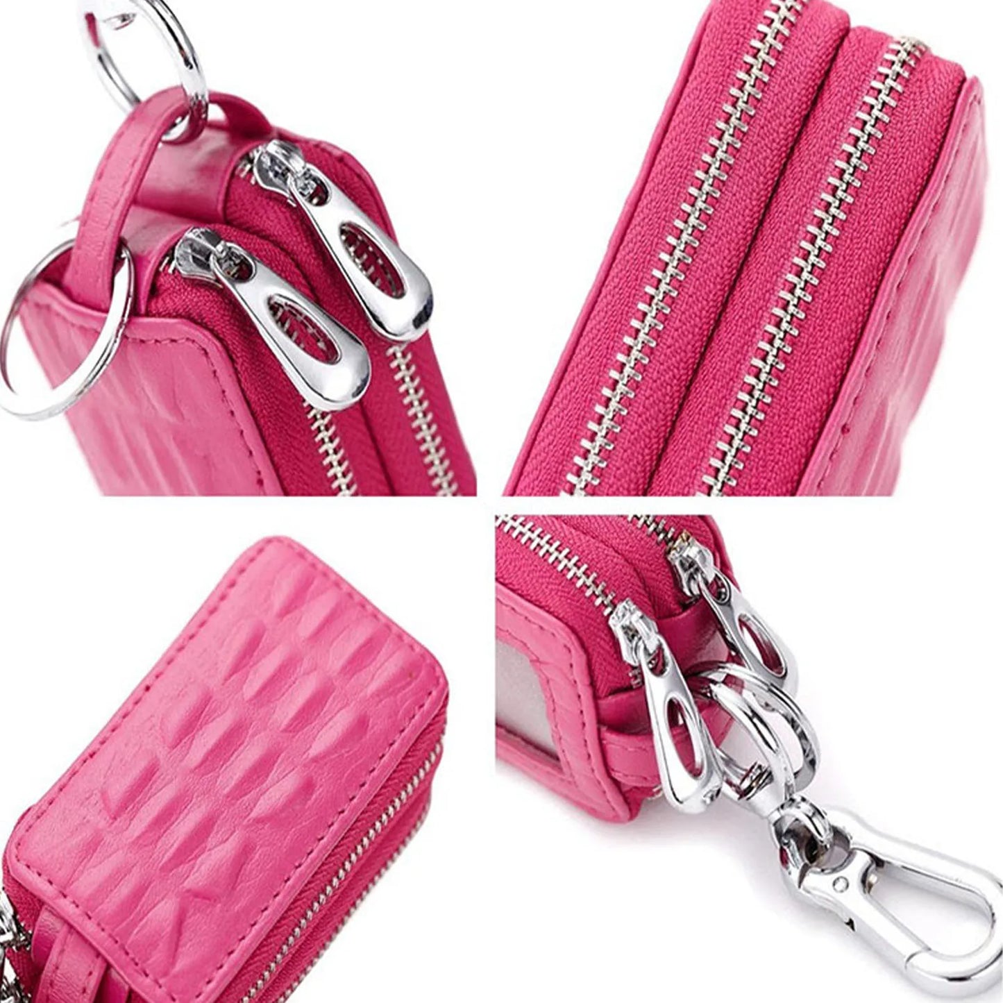 Leather Key Holder Bag Versatile Textured Leather Keychain Money Bag for Men Women Teenage Mini Wallet