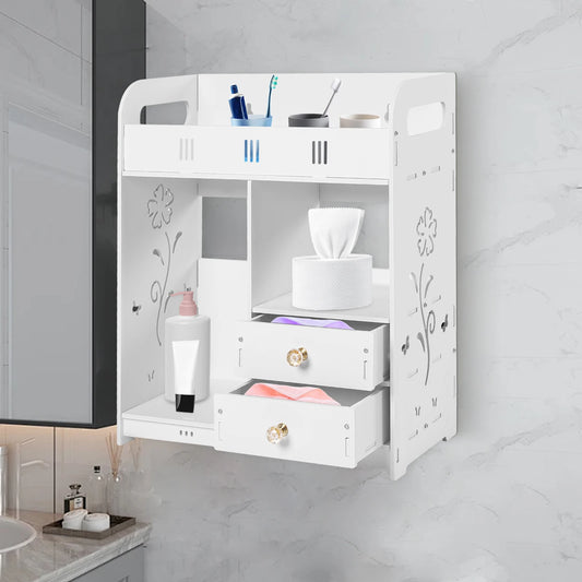 Bathroom Wall Cabinet Wall Mounted Shelf Small Kitchen Toilet Drawer Organizer