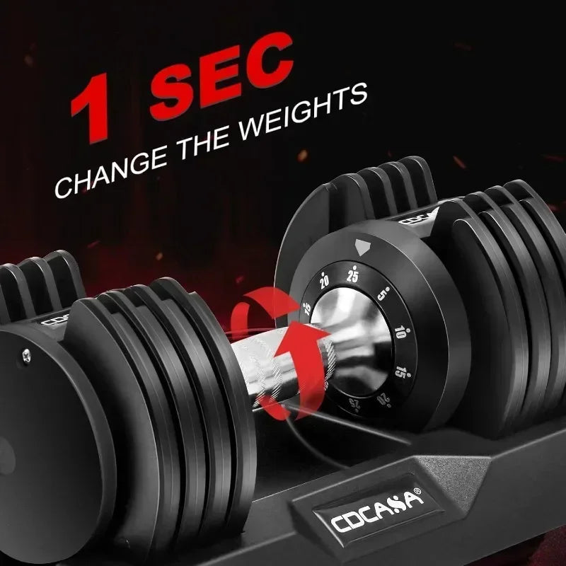 Adjustable Dumbbell Set 25lb/55lb Free Weight Set Pair Fast Adjust Dumbbell Weight for Exercises Dumbbells for Men and Women