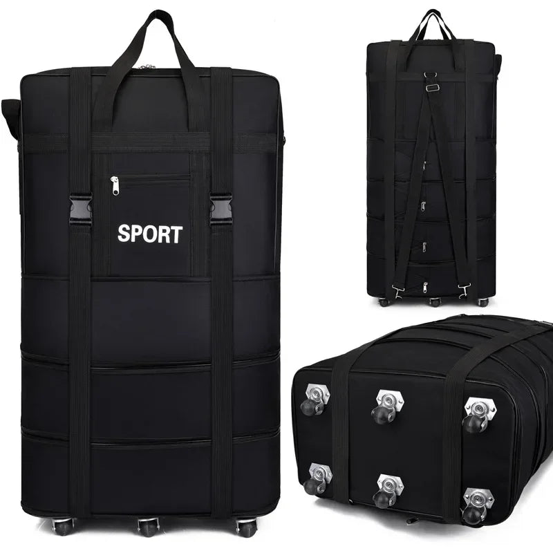 Plus Airline Checked Bag Oxford Large Capacity Travel Universal Wheel Foldable Luggage Moving Storage Bag Rolling Packing Cubes