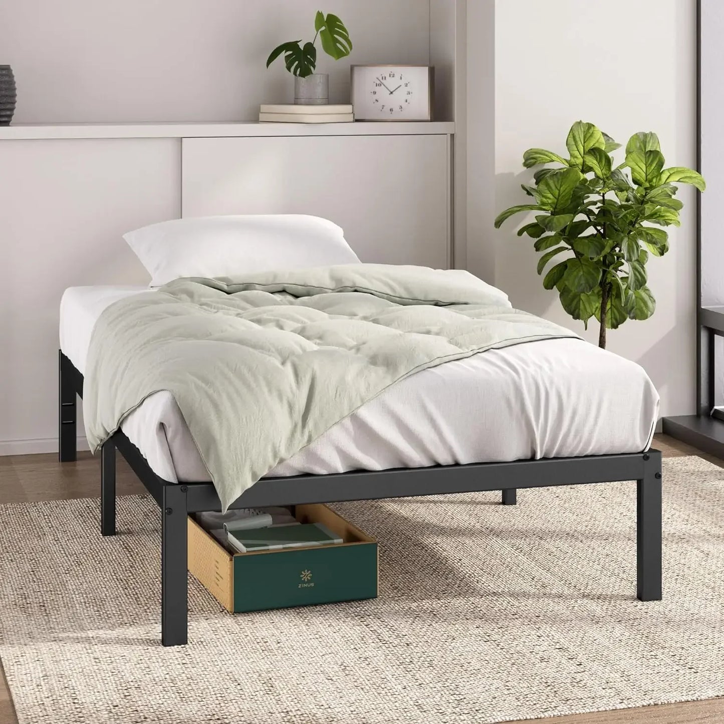 ZINUS Compack Metal Adjustable Bed Frame, 7 Inch Support Bed Frame for Box Spring and Mattress Set, Twin/Full/Queen, Black
