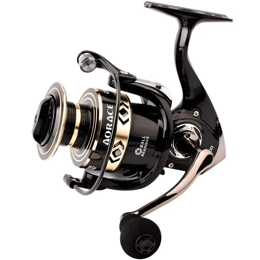 All Metal Salt Water Surf Spinning Fishing Reel 1000-6000 Spinning Fishing Reel Black/gold 14 Bearing Balls 15KG Max Drag