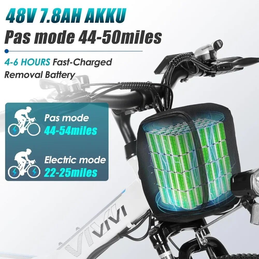 Electric Bike 26" Electric Bike for Adults, Folding Electric Mountain Bike, 21.7MPH, Up to 50 Miles, Dual Shock Absorber, UL2849