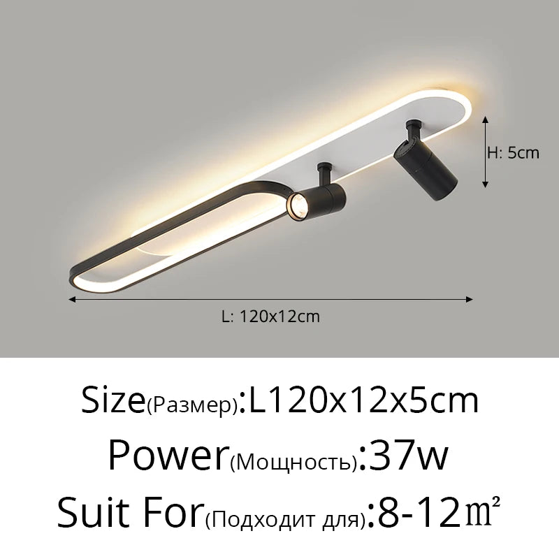 LED Ceiling Lights With Spotlights Minimalist Track Lights for Bedroom Lobby Dining Room Hall Corridor Long Strip Ceiling Lamps