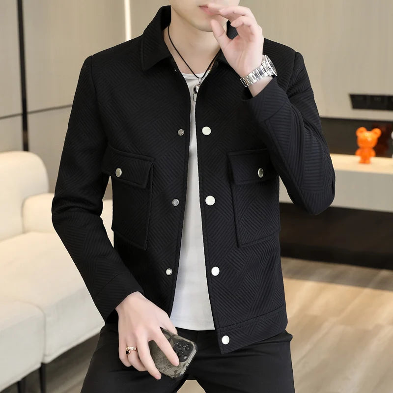 Autumn Korean Fashion Men's Jacket Slim Fit Long Sleeve Casual Business Outwear Windproof Social Streetwear Coats men clothing
