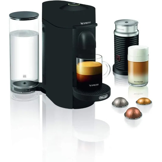 Nespresso VertuoPlus Deluxe Coffee and Espresso Machine by De'Longhi with Milk Frother, 5 ounces, Matte Black