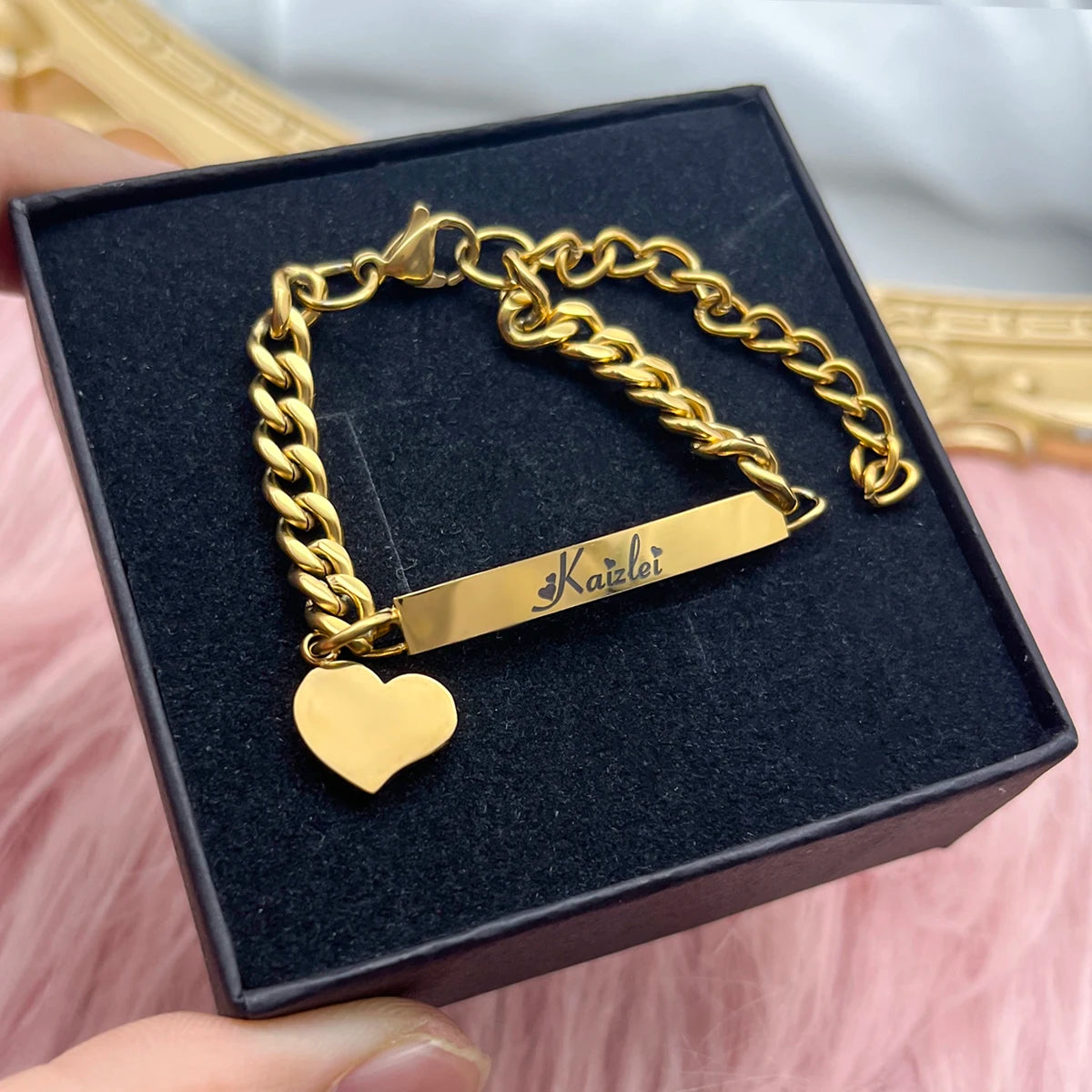 Customized Jewelry Sets Name Children's Set Personalized Letter Necklace Name Bangles Stainless Steel Mini Earring For Kids Gift