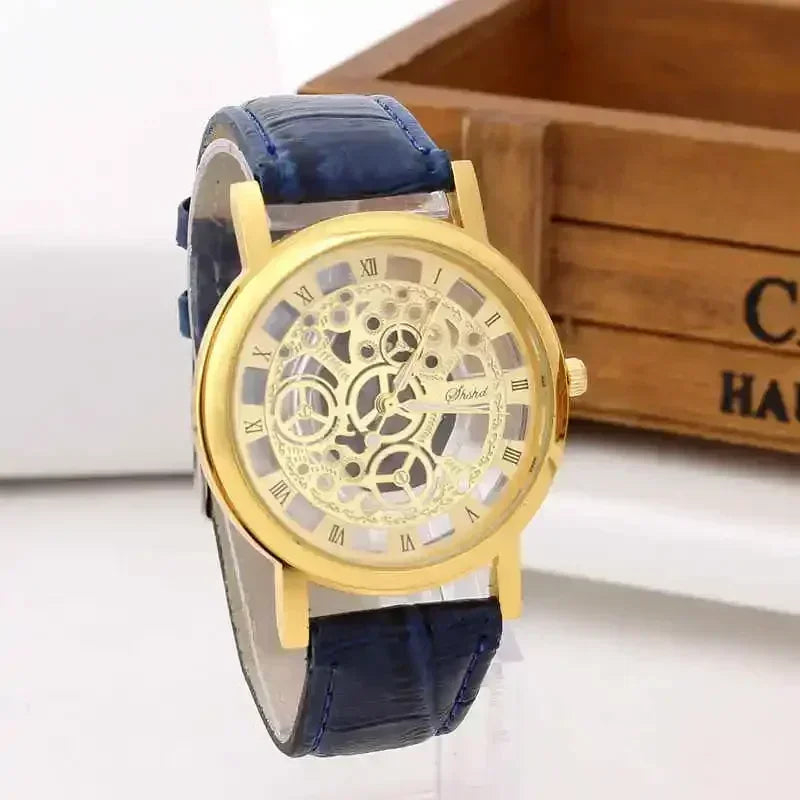 Men Watch Fashion Hollow Watches Men Roma Dial Leather Band Quartz Wristwatches Cheap Price Reloj Hombre Watches for Men