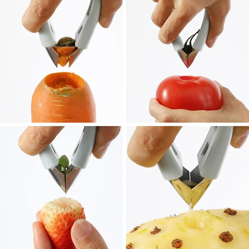 2/1pcs Pineapple Eye Remover Clips Strawberry Corer Slicer Huller Fruit Peeler Stainless Steel Cutter Household Kitchen Gadgets