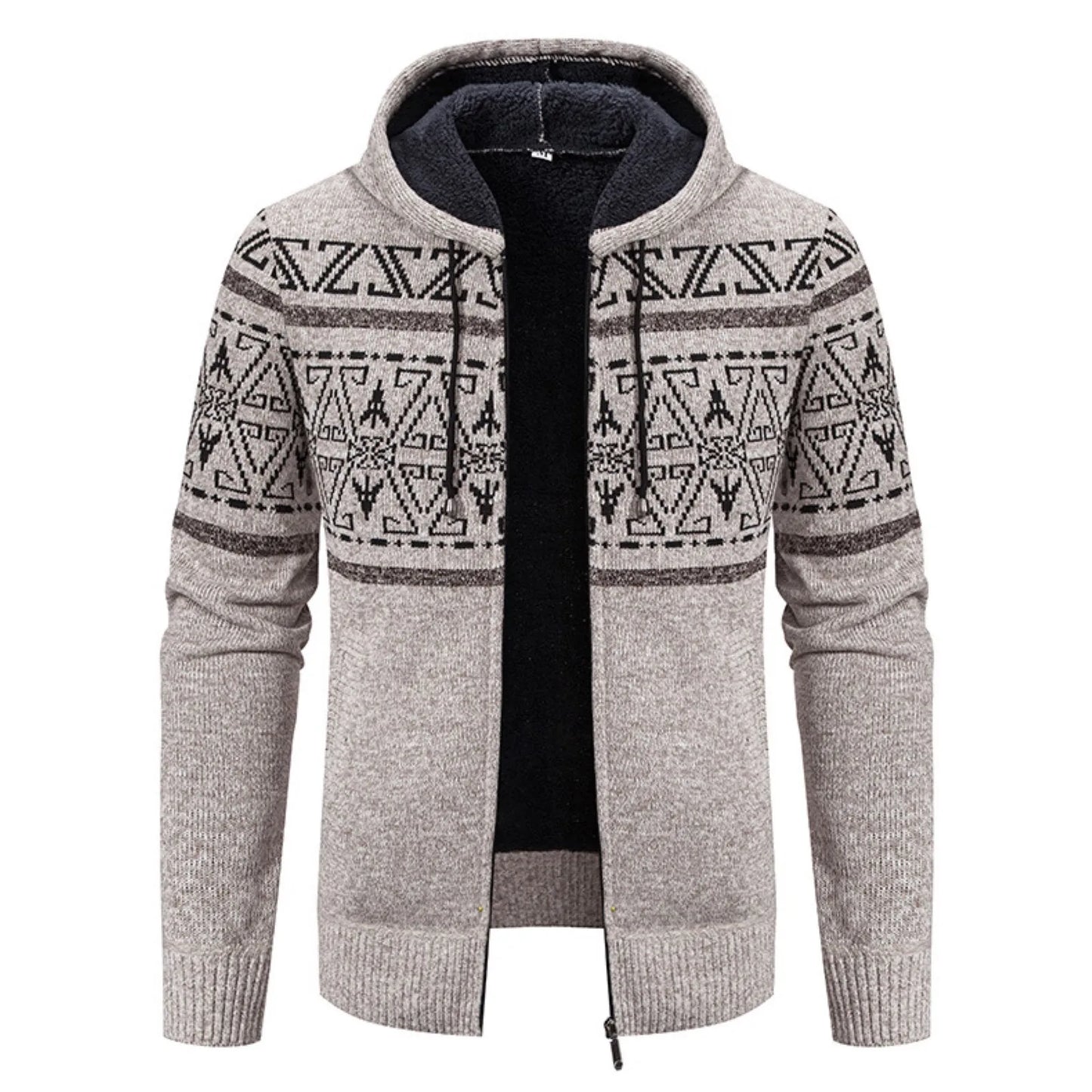 Mens' Sweater Print Hoodies Thick Long-Sleeve Sweaters For Male Fashion Slim Fit Cardigan Casual Coats Zipper Ropa Hombre