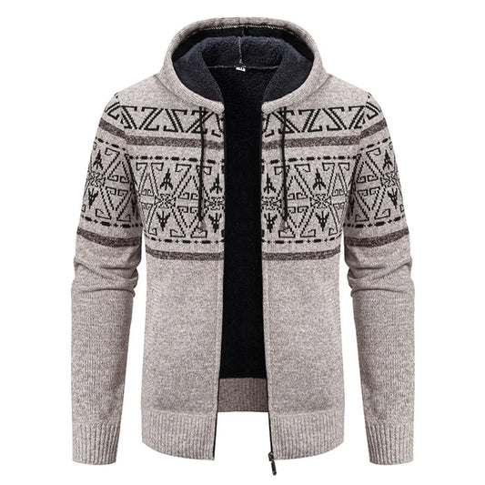 Mens' Sweater Print Hoodies Thick Long-Sleeve Sweaters For Male Fashion Slim Fit Cardigan Casual Coats Zipper Ropa Hombre