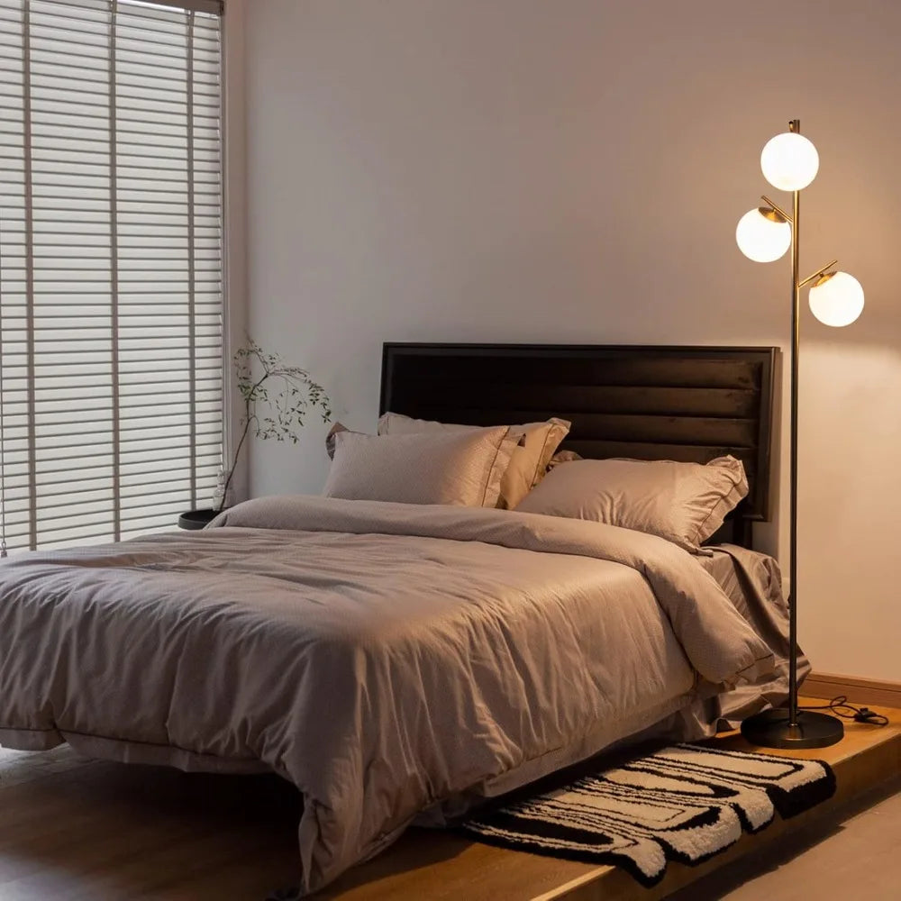 3-Globe Floor Lamp, Modern Freestanding Lamp w/Foot Switch & 3 E26 Bulb Bases, Sturdy Steel Pole