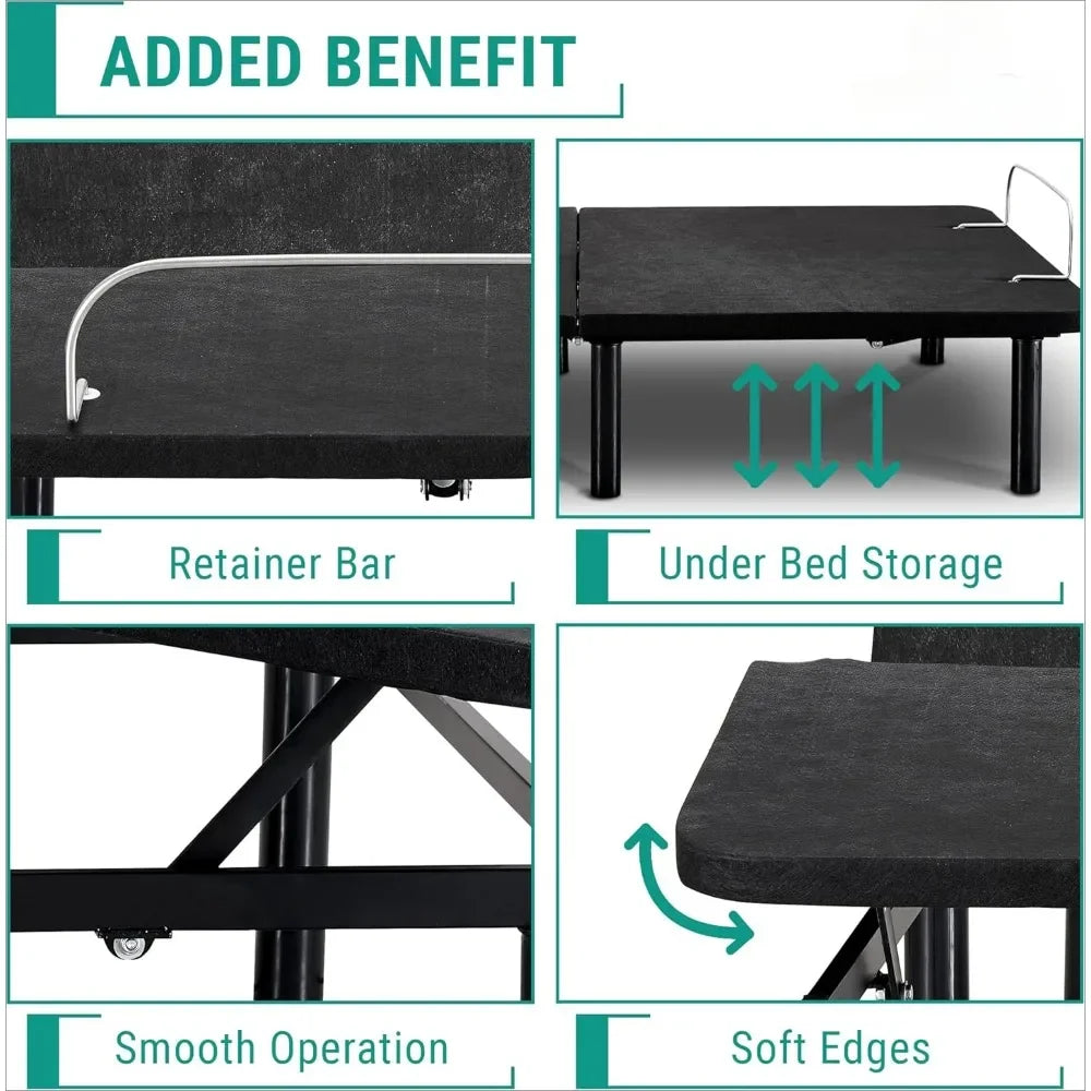 Split King Adjustable Bed Frame，Head & Foot Incline，7 Adjustable Positions，Wireless Remote，Compact，Electric Bed Frame
