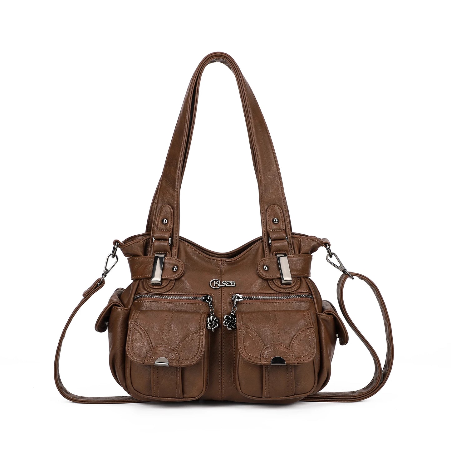 KL928 Purses for Women Small Hobo Shoulder Bags Soft Vegan Leather Handbags Multi Pockets Tote Bag