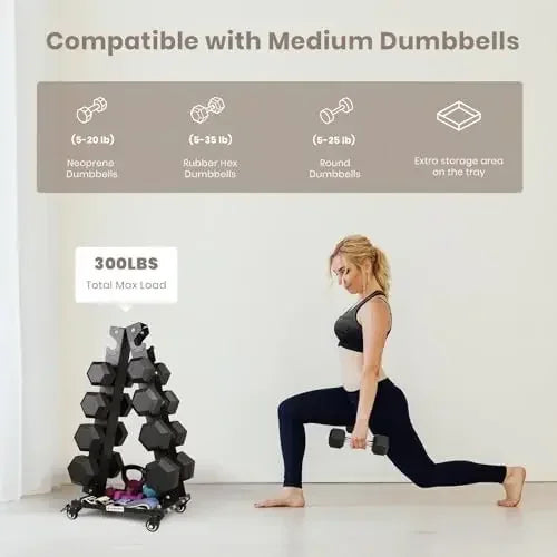 Premium Solid Steel Dumbbell Rack Stand Only, A-Frame Portable Weight Storage Organizer with Optional Tray and Wheels, Perfect f
