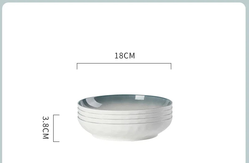 Ceramic Bowl Dish Gift Set Home Advanced Thickened Dish Bowl Cutlery Set Gradient Color Tableware