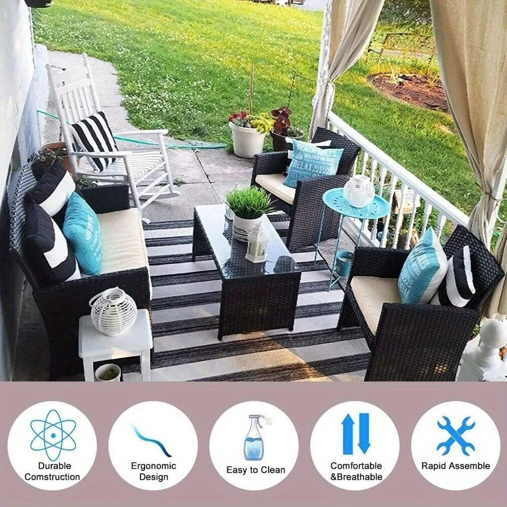4-piece outdoor patio furniture Rattan chair Patio furniture wicker