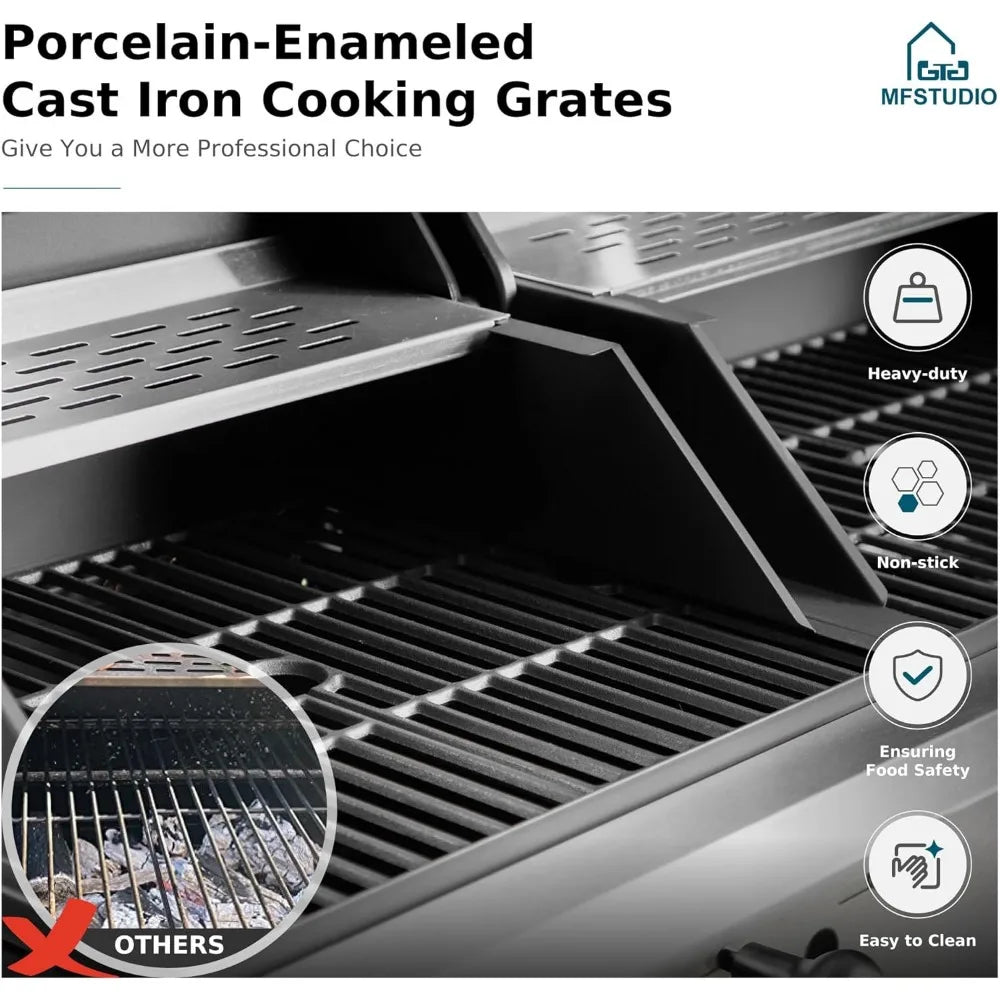 Dual Fuel Propane Gas Grill and Charcoal Grill Combo with Side Burner,Extra Large BBQ Grill for Outdoor Barbecue Cooking,690SQIN