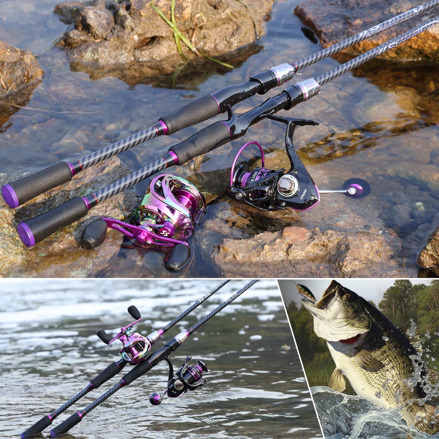 Sougayilang Fishing Rod New Type 2 Sections 1.8M Spinning Rod Casting Rod for Freshwater Bass Fishing
