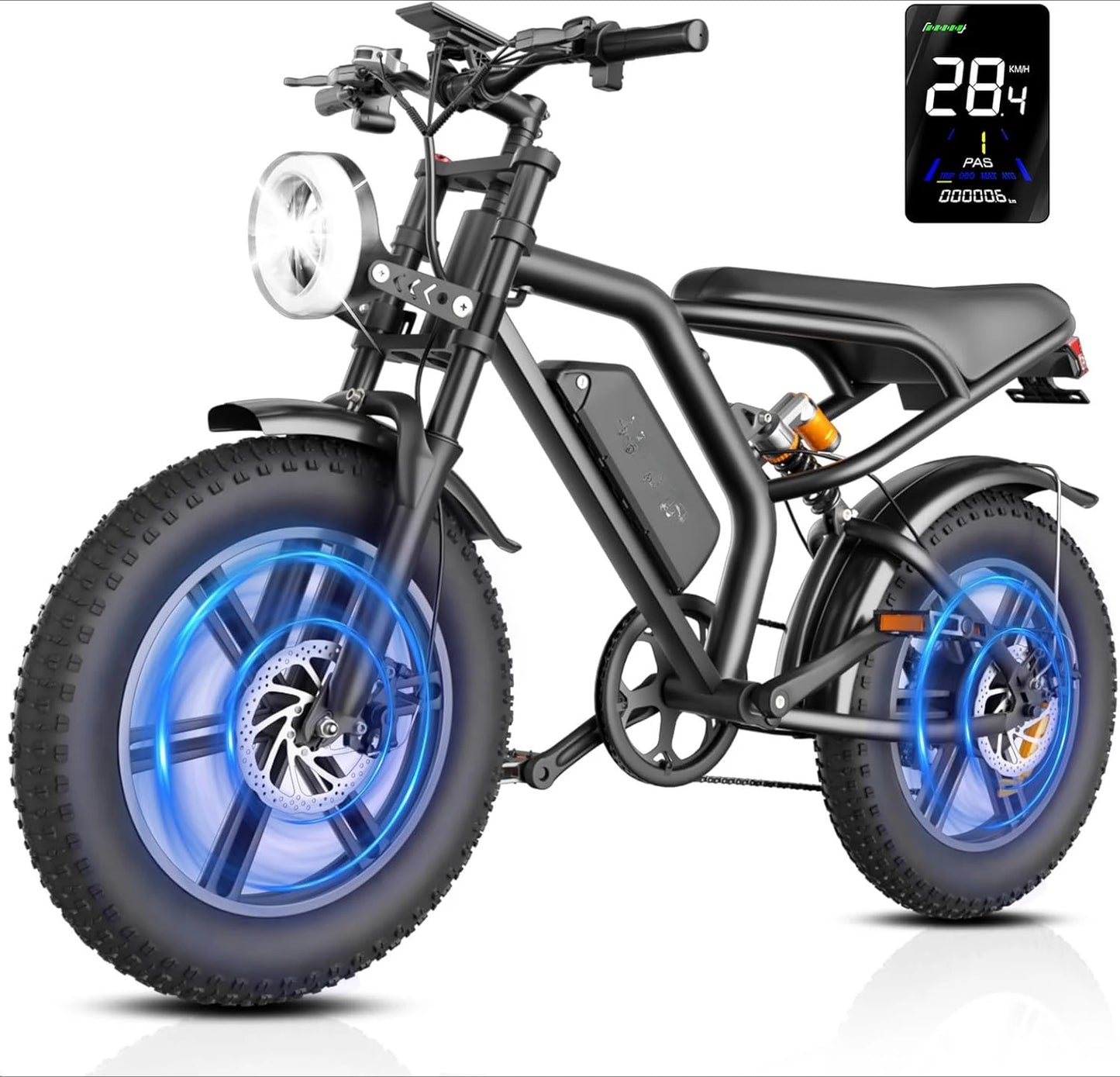 Electric Bike for Adults, 20 Inch Fat Tire Ebike with Peak 1500W Motor , 7 Speed Dirt Electric Motorcycle Bicycle