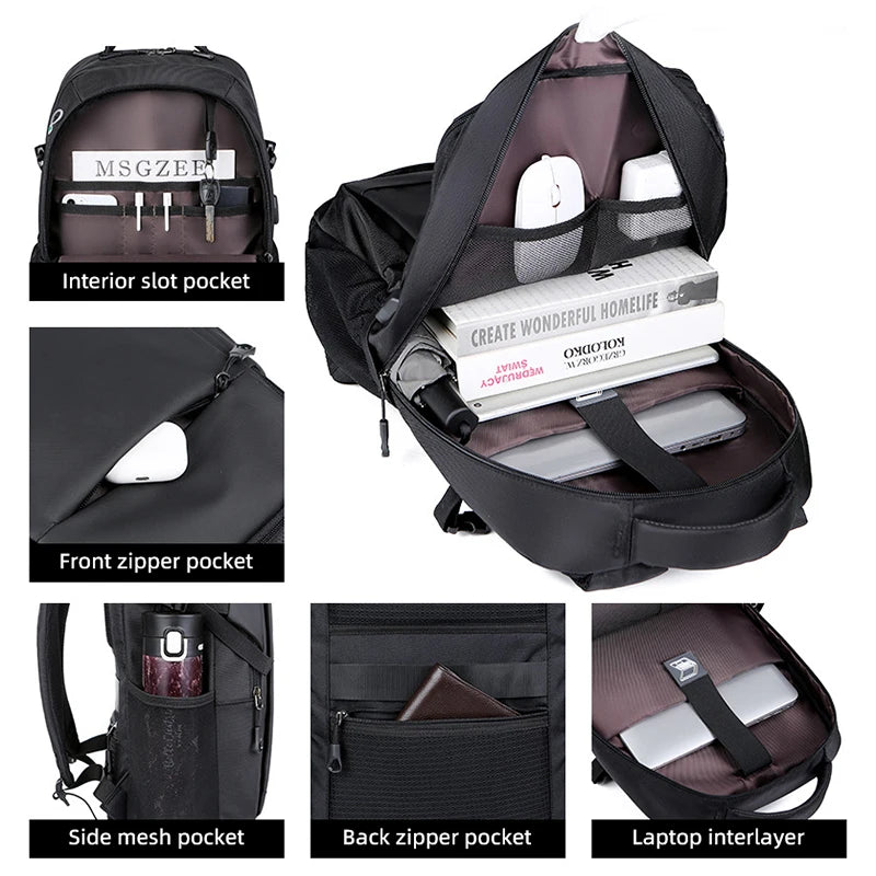 Backpack USB Headphone Jack Large Capacity Waterproof Travel Bag Boarding Carry-on Business 15.6 inch Computer Storage Y83A
