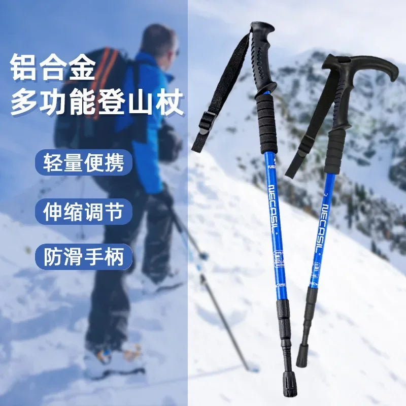3-Section Adult Child Elderly Alpenstocks Ultralight Trekking Folding Pole Walking Hiking Sticks Non-Slip Mountaineering Tools