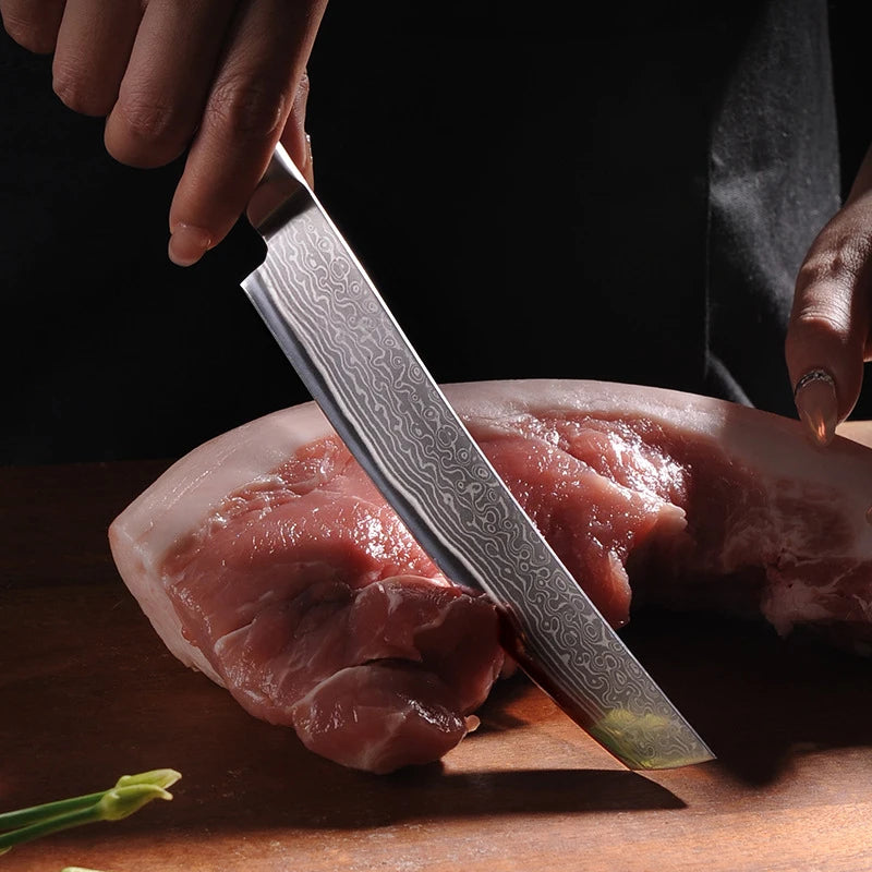 Damascus Steel Japanese Chef Knife Kitchen Meat Cleaver Slicing Boning Barbecue Cutting Sushi Knife Professional Cooking Tools