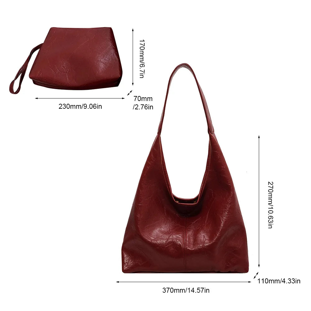 Soft PU Leather Shoulder Bag for Women Wedding Totes Quality Commuter Underarm Bag Bolso Mujer Fashion Large Capacity Handbag