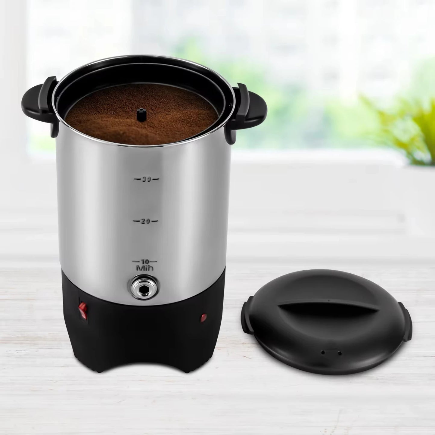 1000w Stainless Steel Coffee Urn Machine Commercial Coffee Percolator 30 Cup Large Capacity Urn Office Coffee Maker