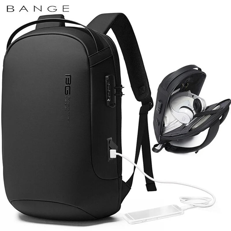 BANGE Backpack Men Luxury Anti-theft Waterproof School Laptop Backpacks USB Charging Travel Bag Aesthetic Backpack Design