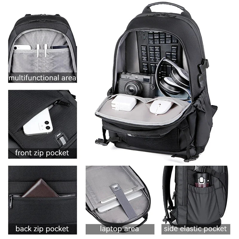 School Student Backpack Mens Large Capacity Business Travel Bags Waterproof Multifunctional USB Charging Laptop Backpacks