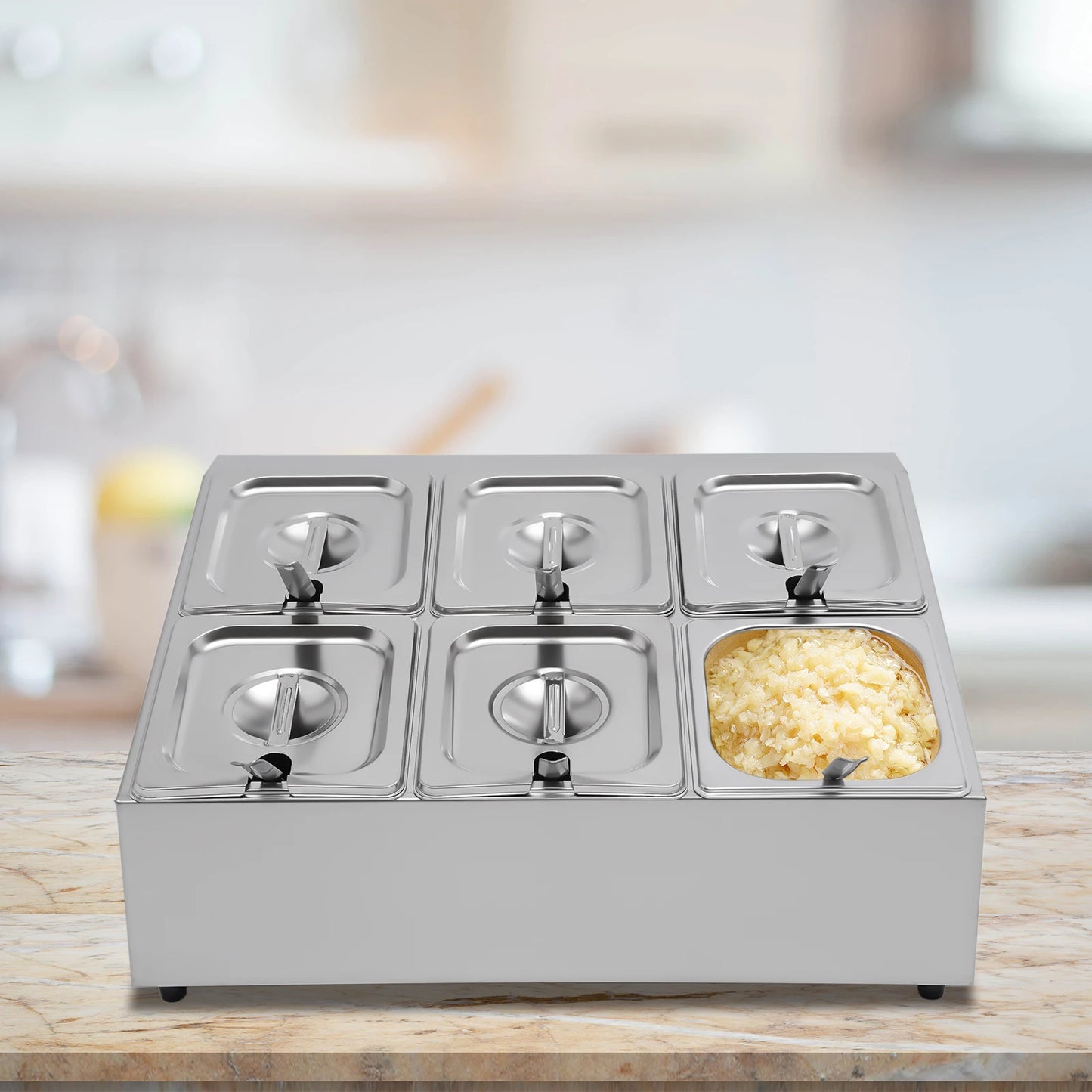 Spice Rack Shelf Stainless Steel 6 Pan Organizer Stand Store Seasoning Jam Sauce
