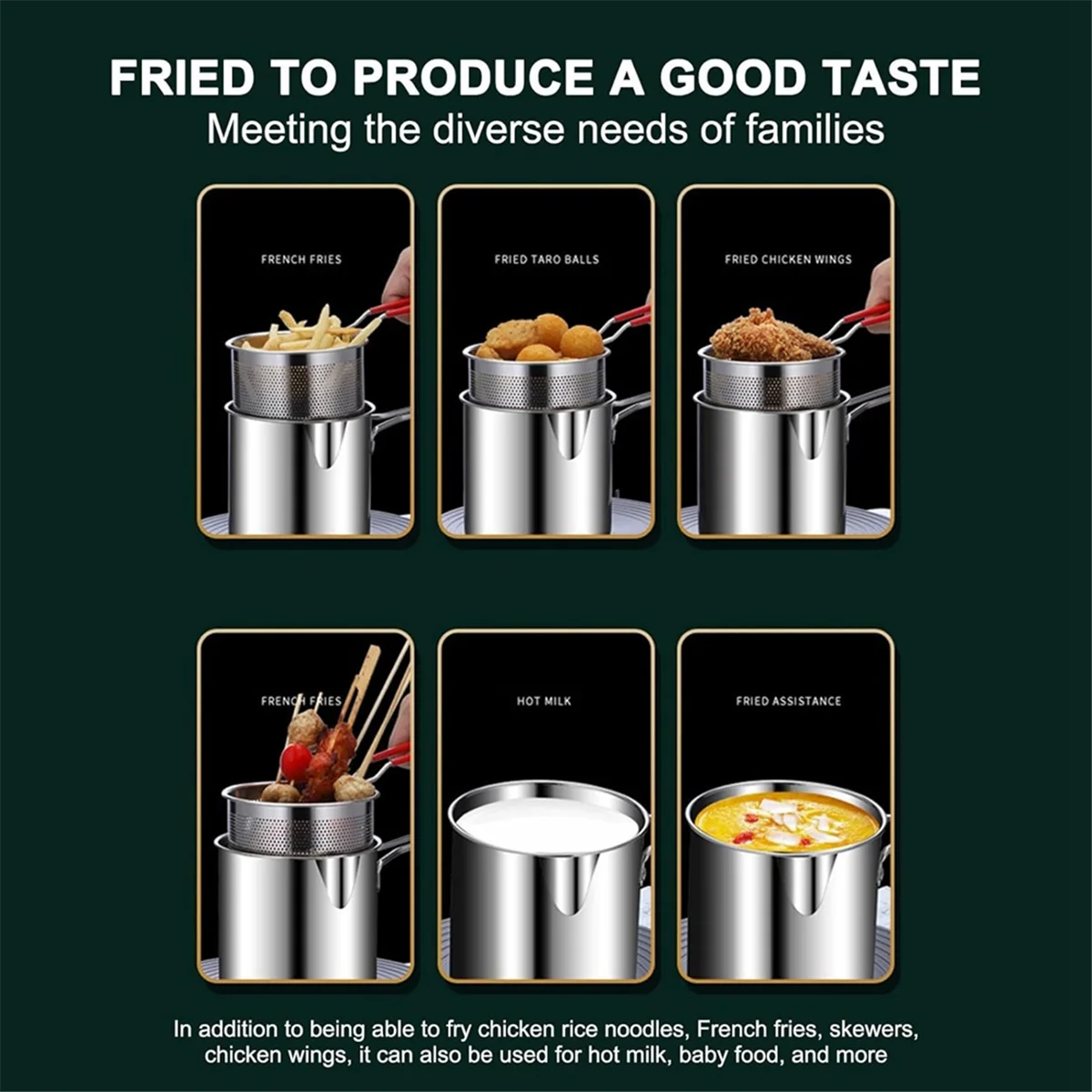Frying Pot Deep Fryer Pot with Basket Stainless Steel Deep Fryer for Frying Fish Shrimp Chicken and Fries