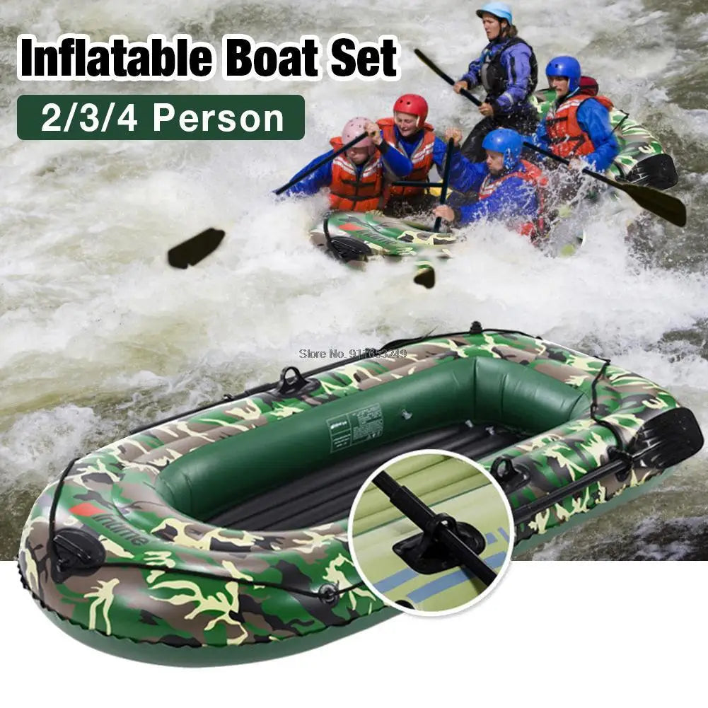 Iatable Boat 10ft 2~4 Person Iatable Boat Set with Paddles Air Pump PVC Kayak Canoe Boat Set for Drifting Kayak CanoeBoat