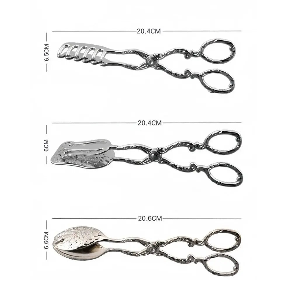 Kitchen Accessory Gold-plated Fruit Salad Clip European Vintage Silver/Gold Food Tong Embossed Cake Clip Dessert