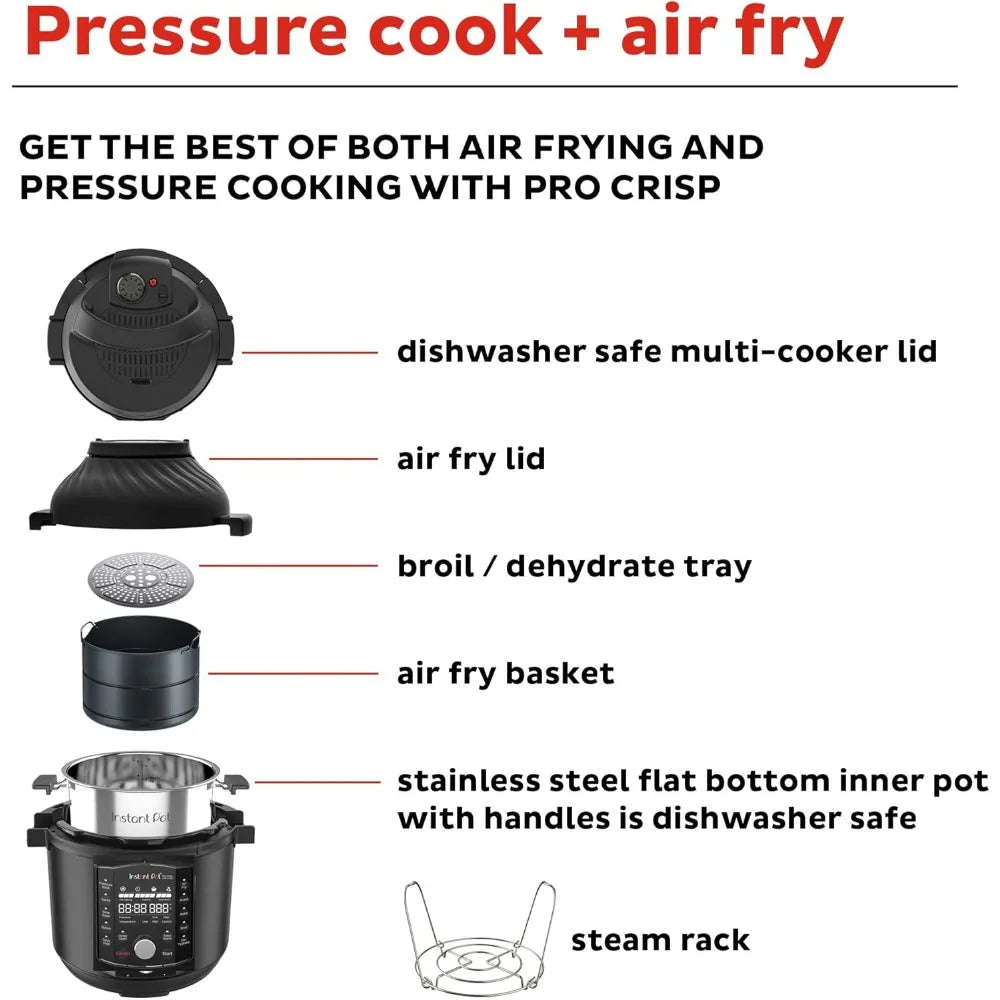 11-in-1 Air Fryer and Electric Pressure Cooker Combo with Multicooker Lids that Air Fries, Steams, Slow Cooks, Sautés