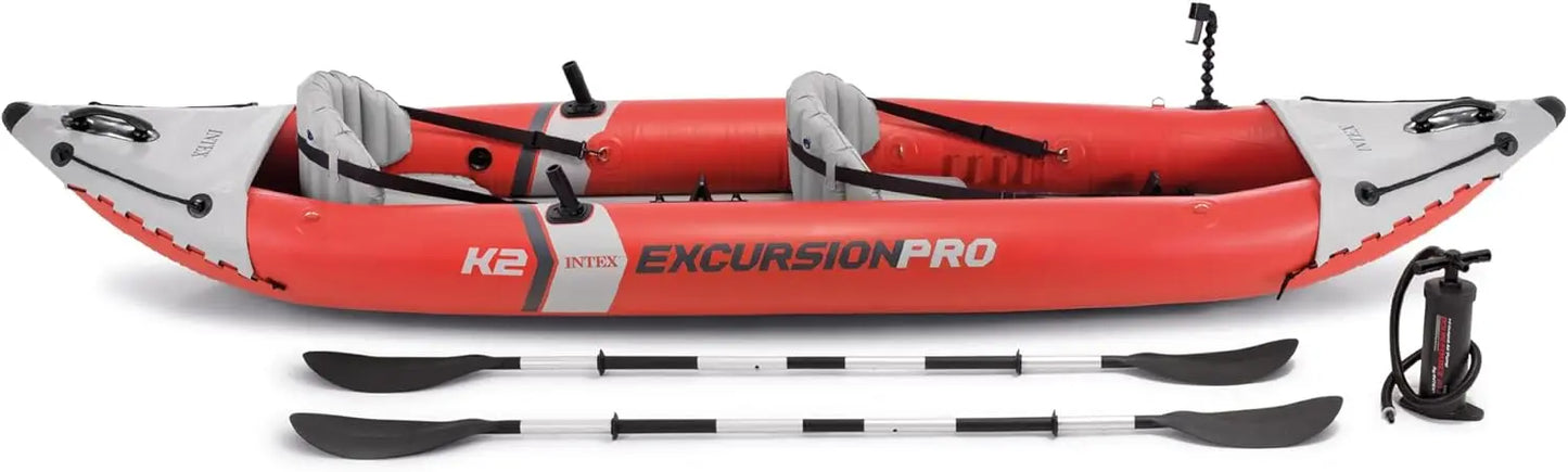 Excursion Pro Inflatable Kayak Series: Includes Deluxe 86in Kayak Paddles and High-Output Pump – SuperTough PVC – Adjustable