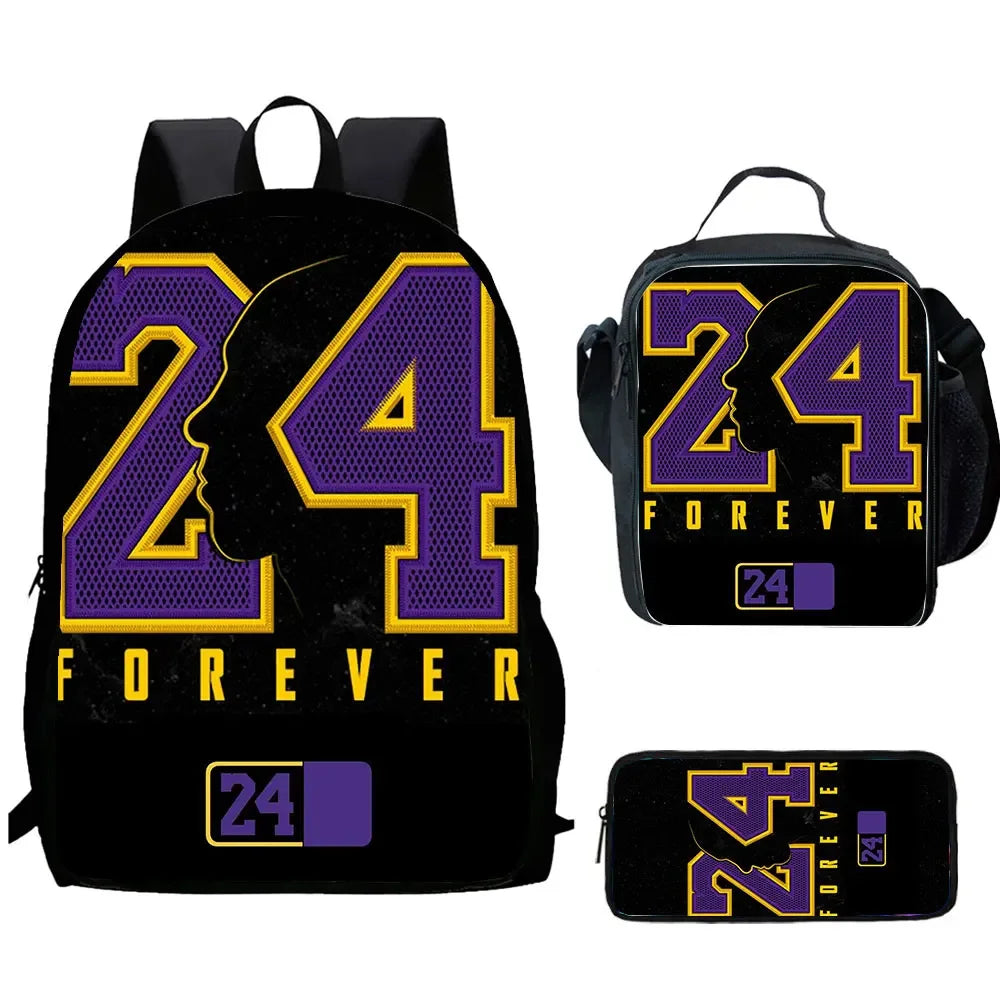 Cartoon C-CR7 Football-Stars Child School Backpack With Lunch Bags Pencil Bags School Bags for Boys Girls Best Gift