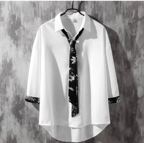 Women's Urban Fashion Blouses 2025 Autumn Winter Latest V-Shaped Collar Solid Color Shirt Tie Five Quarter Sleeve Button Top