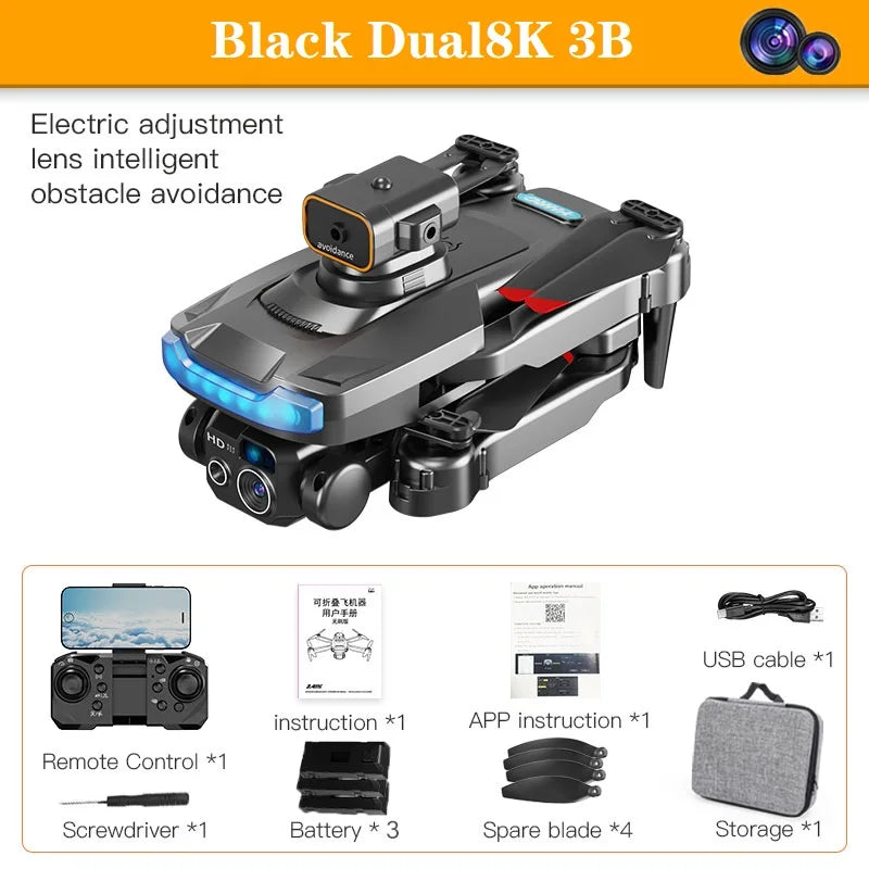 2023 P15 Mini Drone 8k Profesional 4K HD Camera Obstacle Avoidance Aerial Photography Brushless Foldable Quadcopter 1km Toys