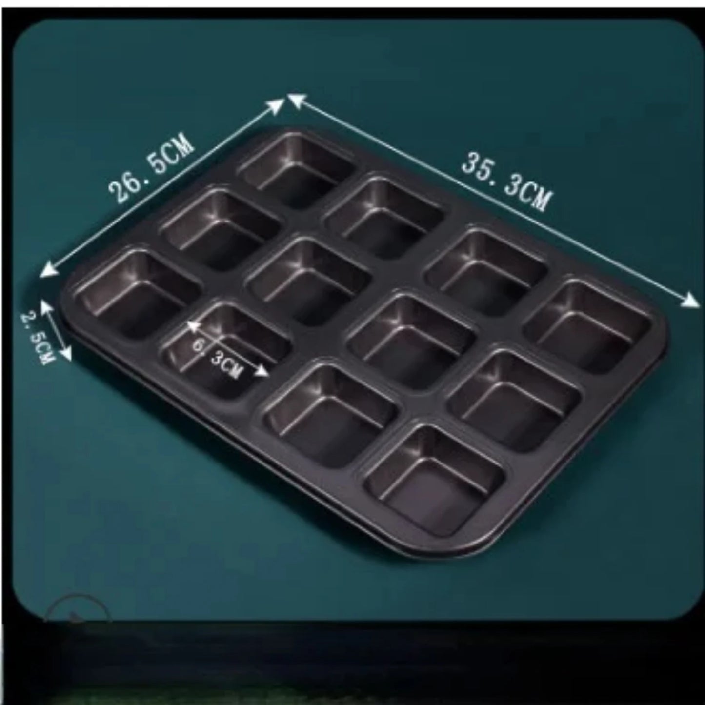 Set of 12 Durable Non-Stick Square Mini Household Baking Pan Oven Trays Tools for Bread Burger Muffin Cupcake - Convenient Cake