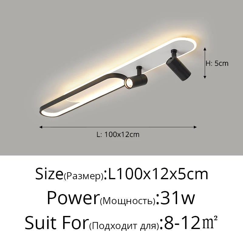 LED Ceiling Lights With Spotlights Minimalist Track Lights for Bedroom Lobby Dining Room Hall Corridor Long Strip Ceiling Lamps