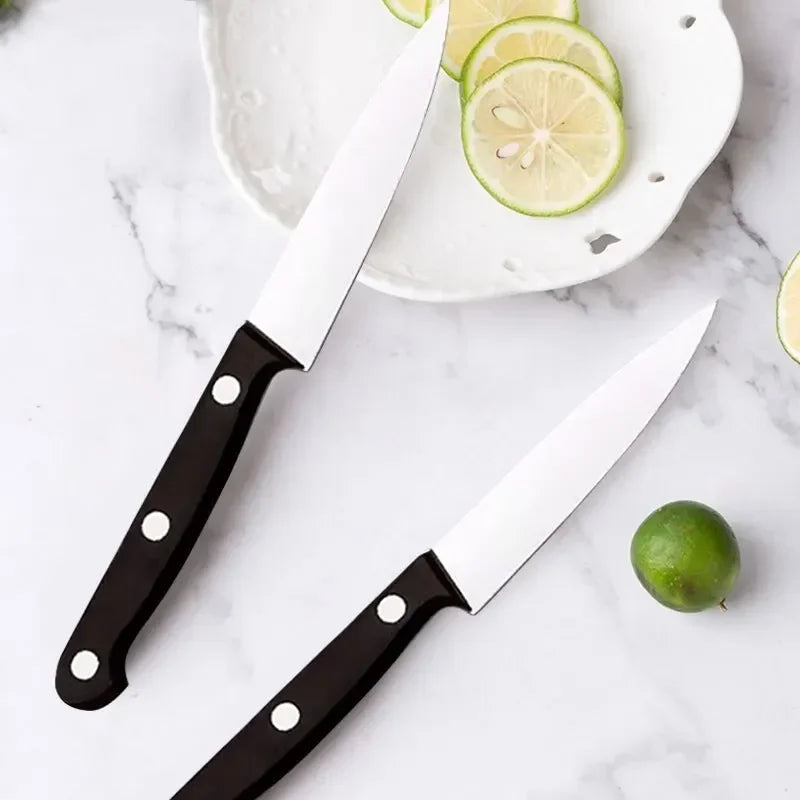 3-Pack Black Fruit Knife Kitchen Professional Chef Knife Sharp Portable Kitchen Utensil Knife Peeling Anti-rust Anti-stick