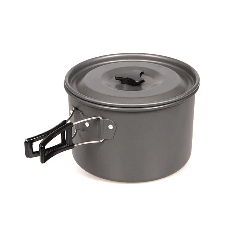 2L Outdoor Camping Cooking Pan Big Capacity Saucepan Portable Thermal Nonstick Pot Aluminum Alloy Cooker Picnic Hike Accessories