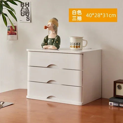 Multi-Layer Wooden Desktop Storage Boxes, Solid Wood Drawer File Organizer, Computer Heightened Rack, Office Storage Cabinet.