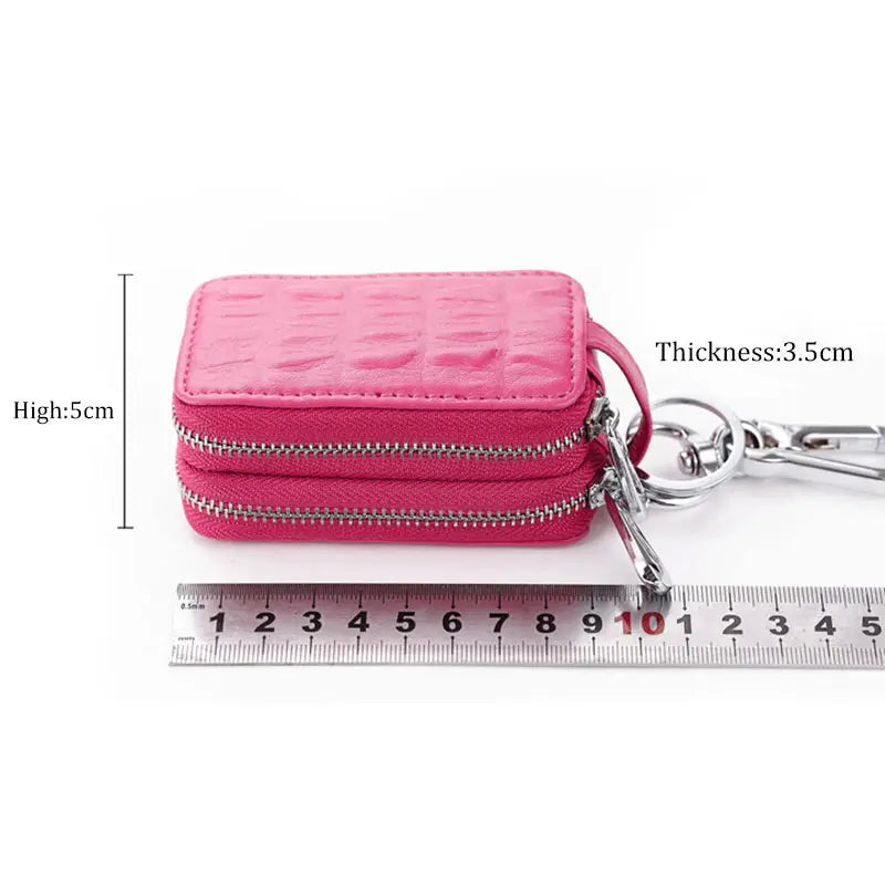 Leather Key Holder Bag Versatile Textured Leather Keychain Money Bag for Men Women Teenage Mini Wallet